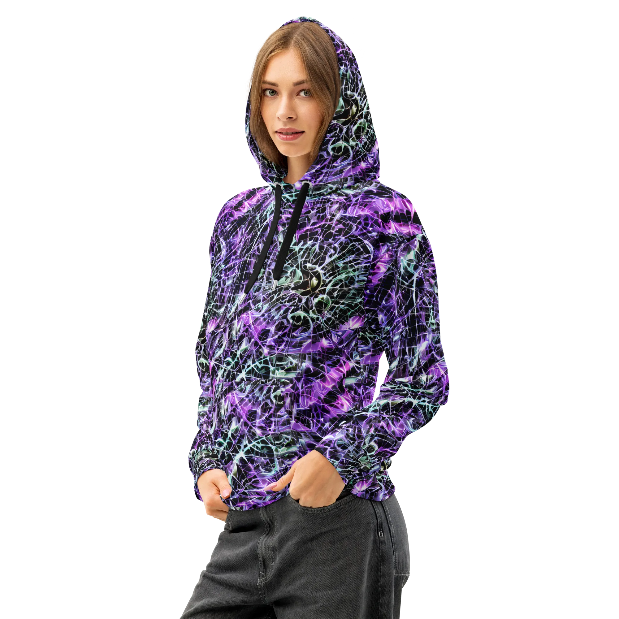 Spectral Circuitry on Cotton Hoodie — Left Front