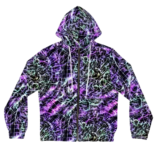 Spectral Circuitry on a Women's Full-Zip Hoodie