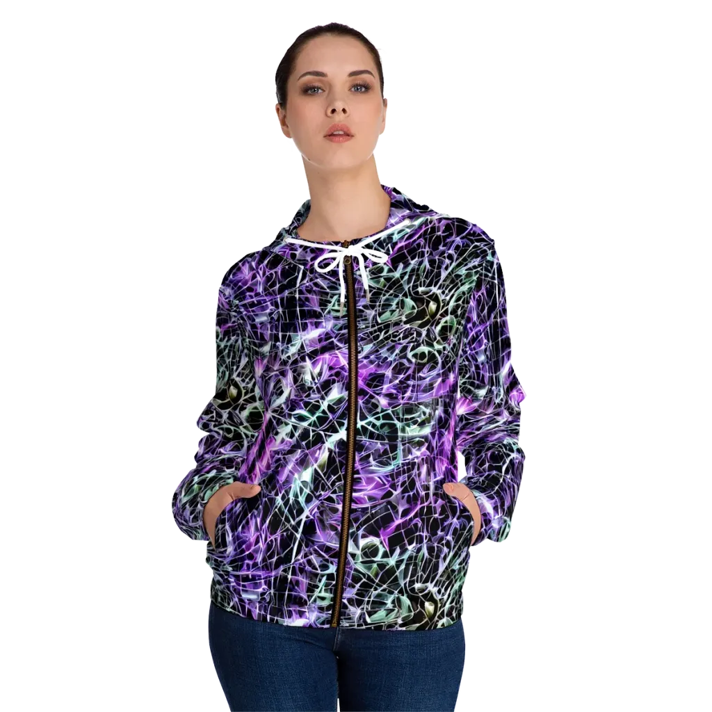 Spectral Circuitry on Women's Full-Zip Hoodie — Front On Person