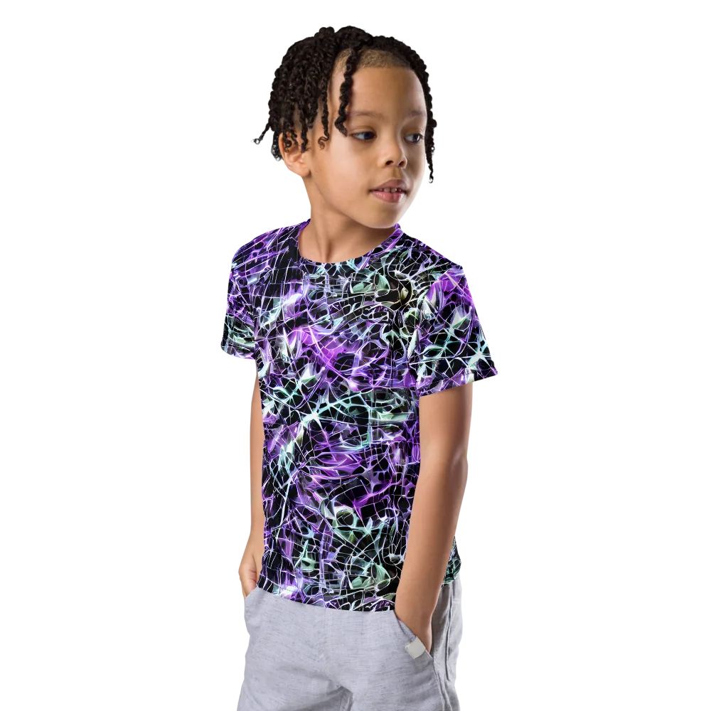 Spectral Circuitry on Kids Crew Neck T-Shirt — Left Front