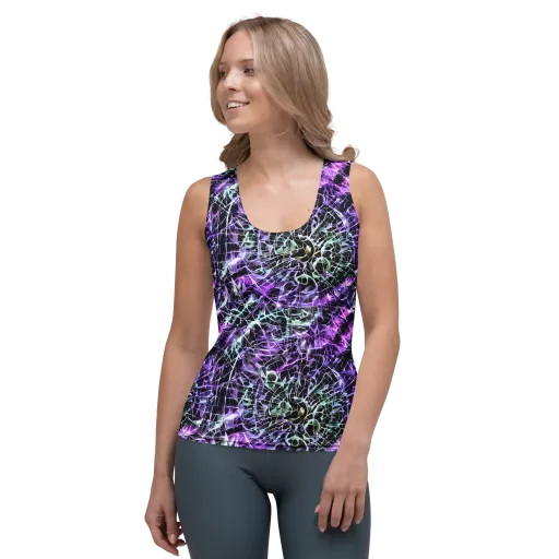 Spectral Circuitry on a Women's Tank Top