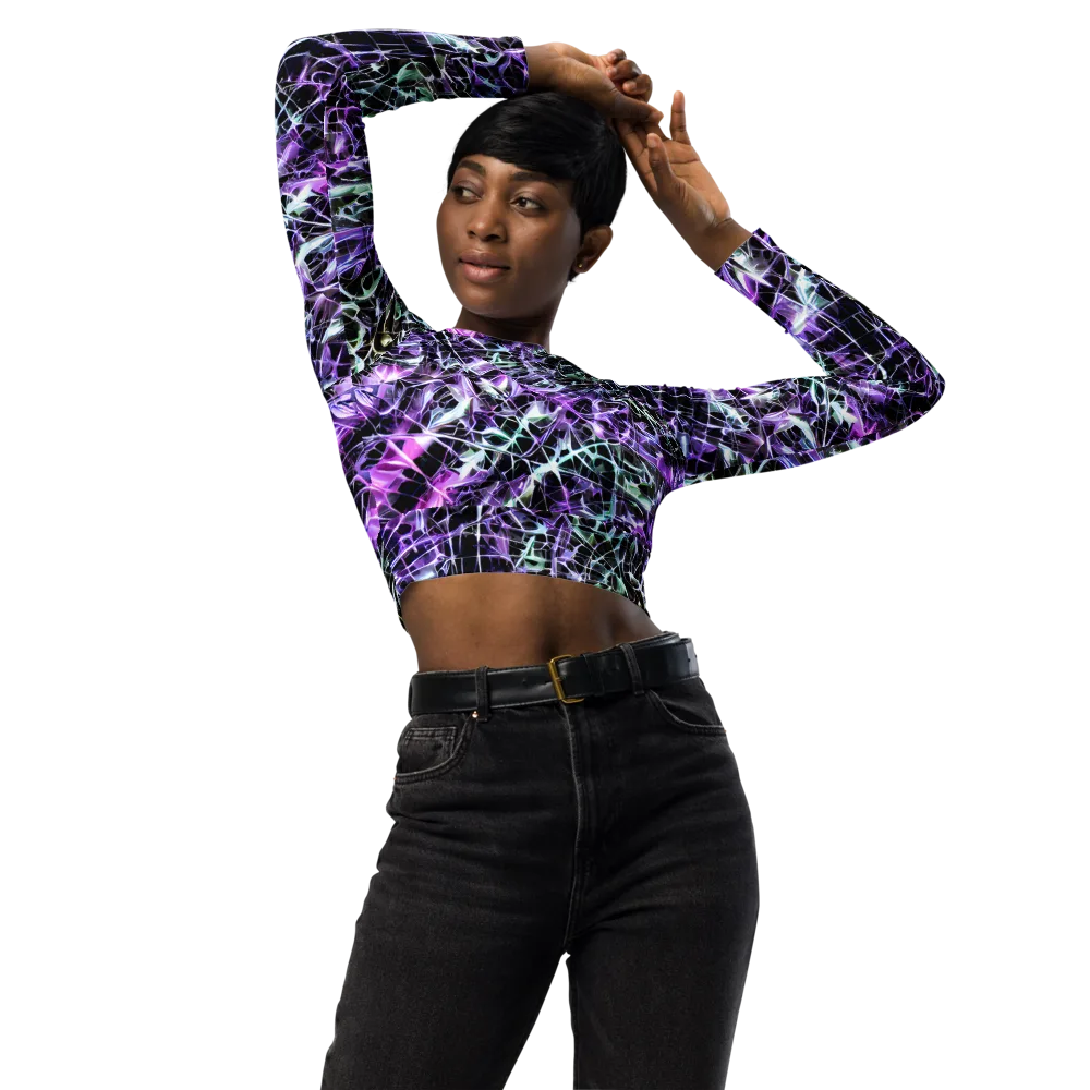 Spectral Circuitry on Long Sleeve Crop Top — Front