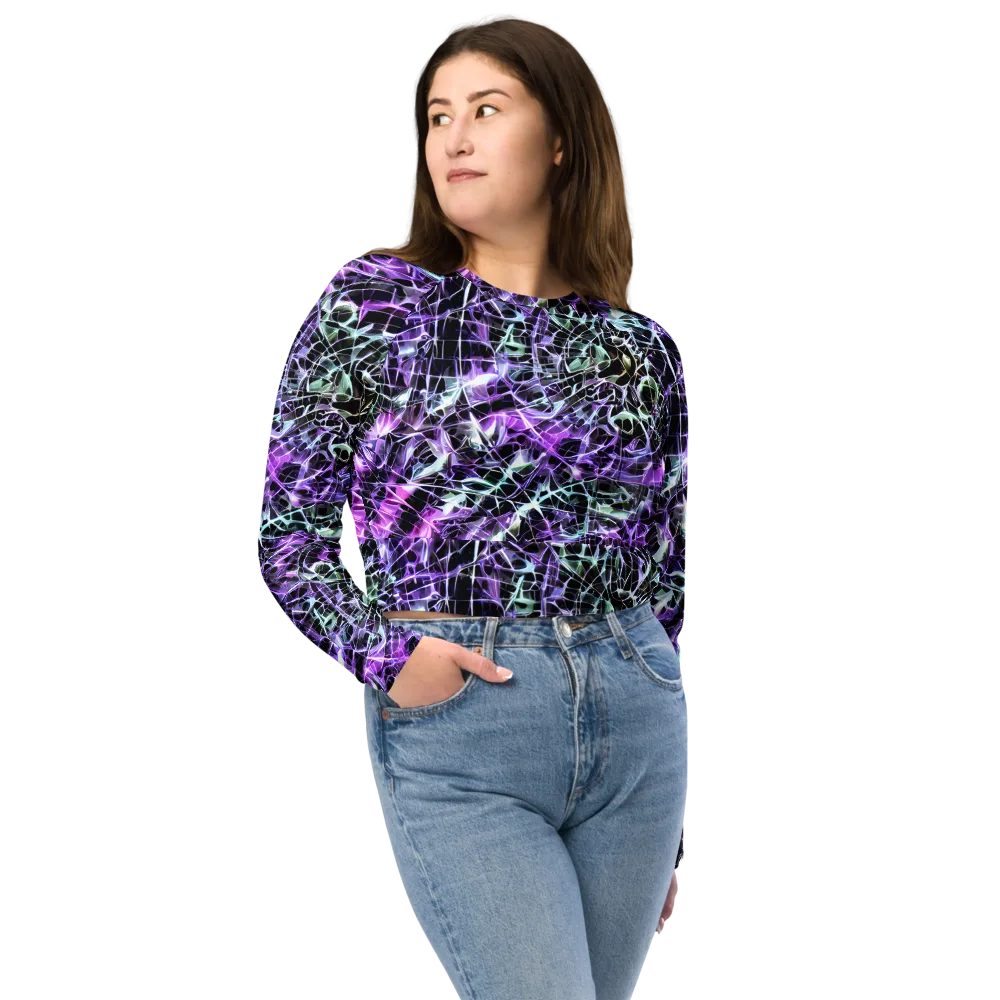 Spectral Circuitry on Long Sleeve Crop Top — Front