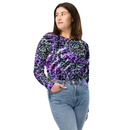 Spectral Circuitry on a Long Sleeve Crop Top