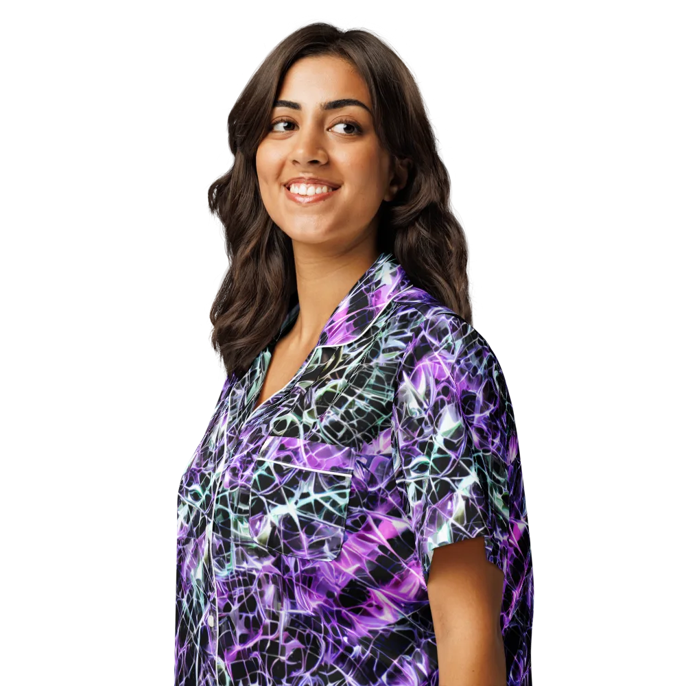Spectral Circuitry on Women's Short Sleeve Pajama Top — Left Front