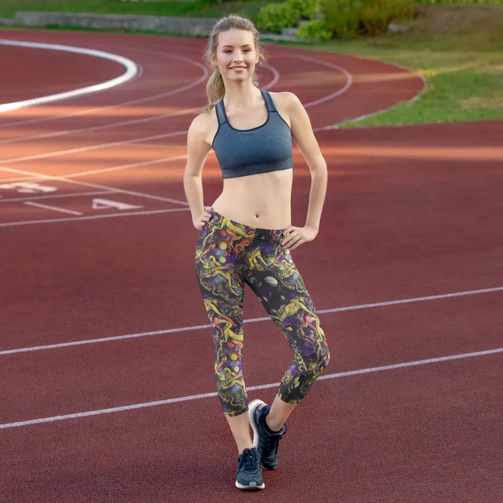 Galactic Playground on Capri Leggings — Front