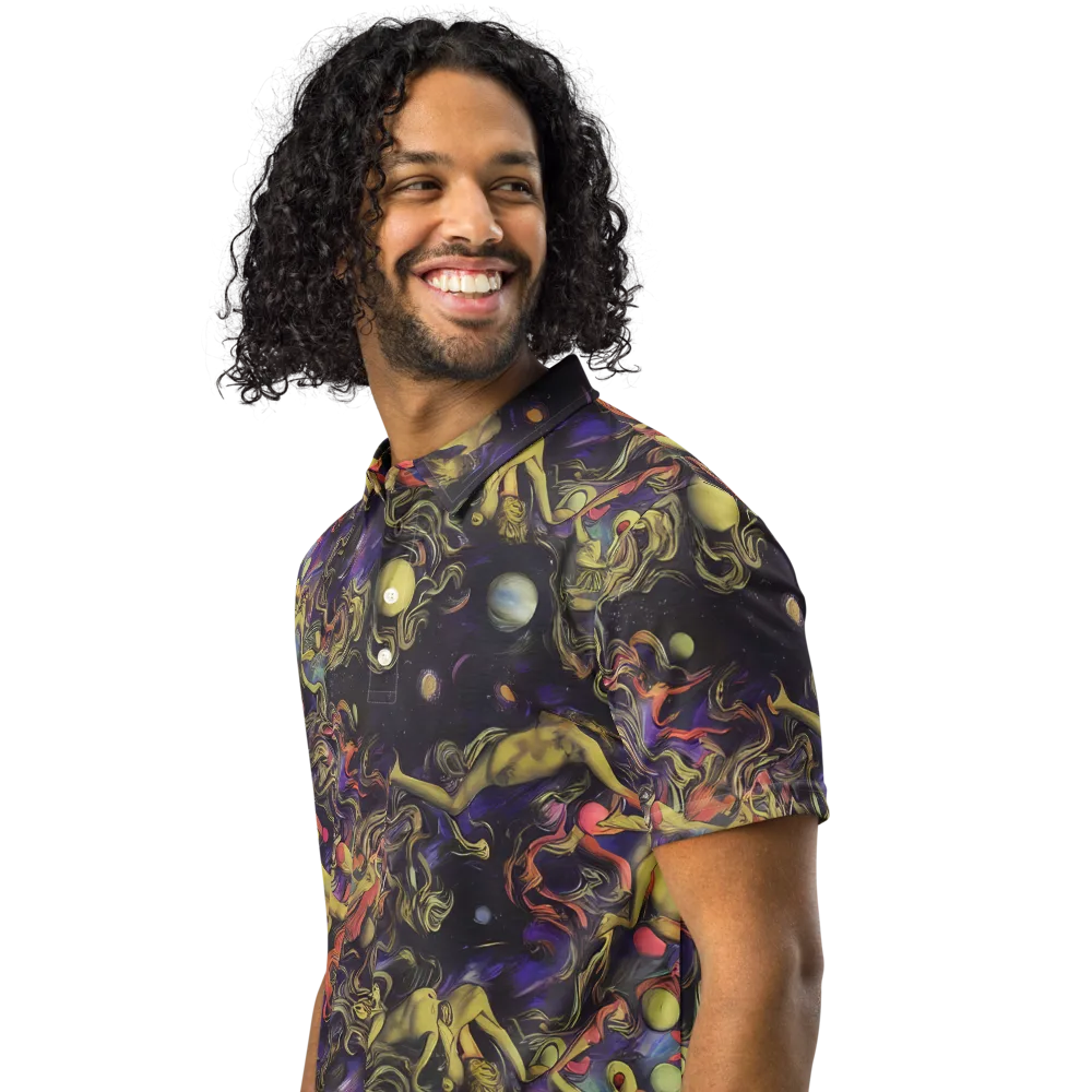 Galactic Playground on Men's Slim Fit Polo Shirt — Left Front