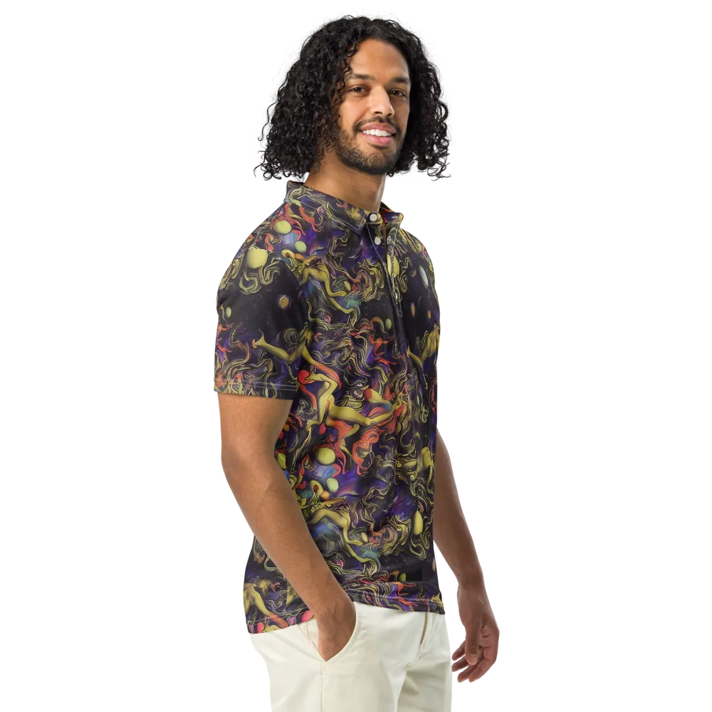 Galactic Playground on Men's Slim Fit Polo Shirt — Right Front