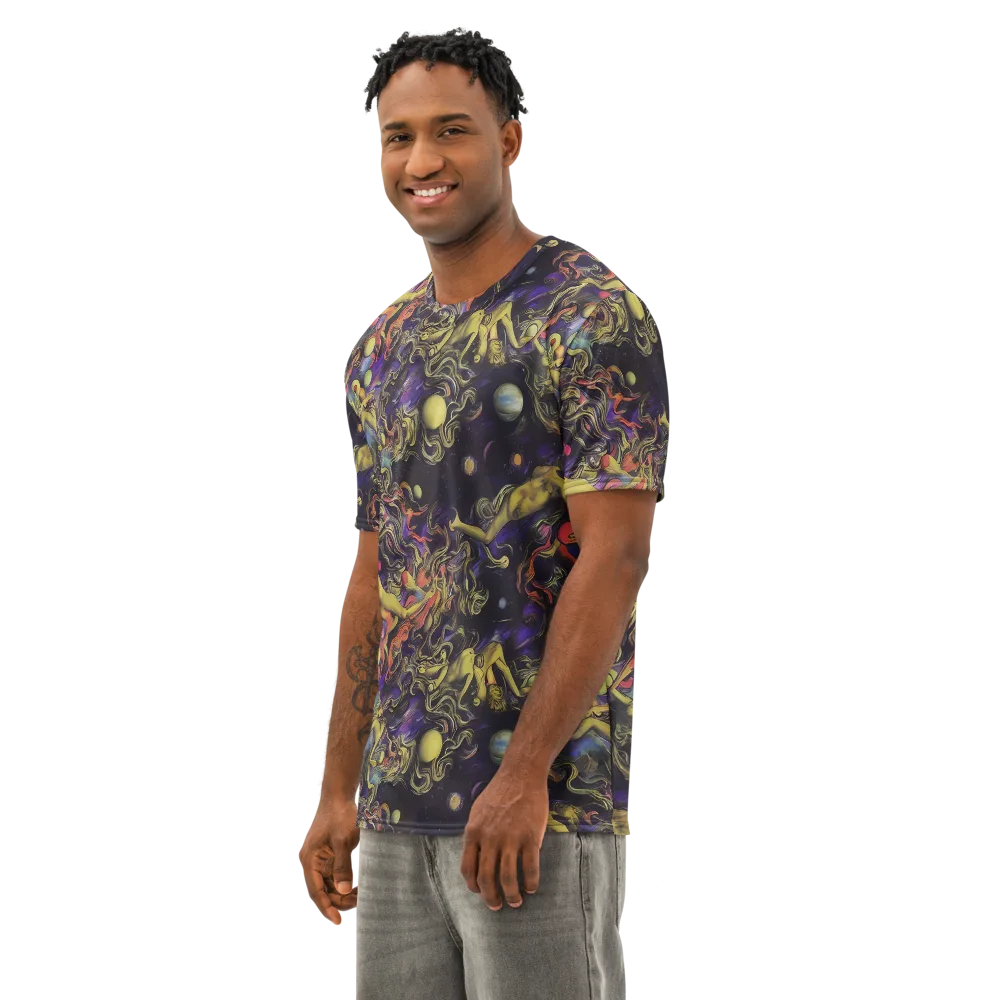 Galactic Playground on Men's Cotton Crew Neck T-Shirt — Left Front