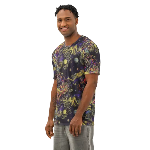 Galactic Playground on a Men's Cotton Crew Neck T-Shirt
