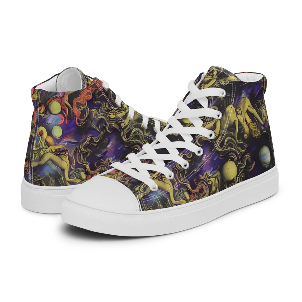 Galactic Playground on Men's High Top Canvas Shoes — Left