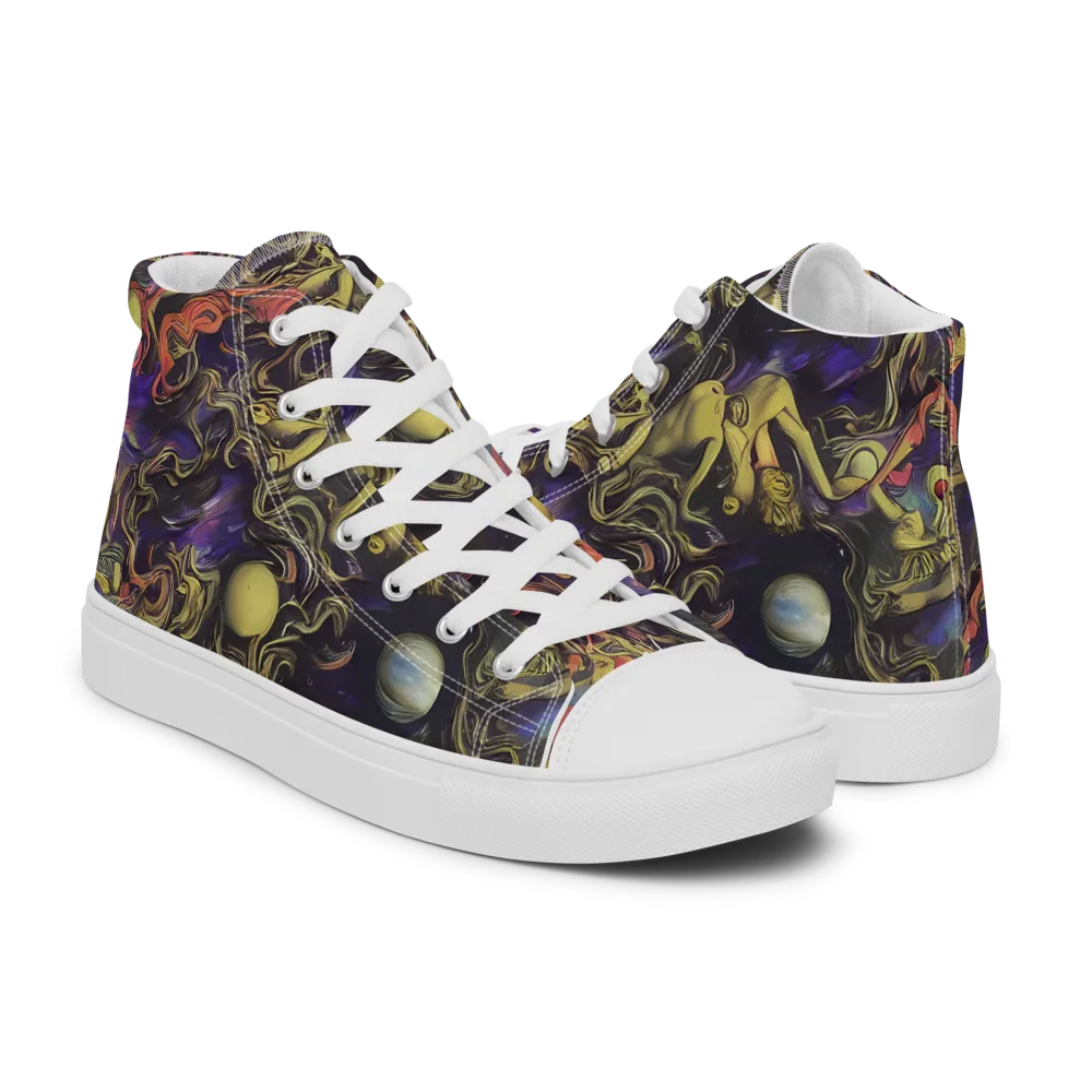 Galactic Playground on Men's High Top Canvas Shoes — Right