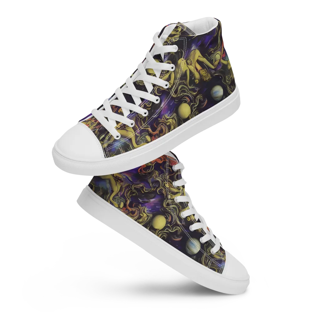 Galactic Playground on Men's High Top Canvas Shoes — Front