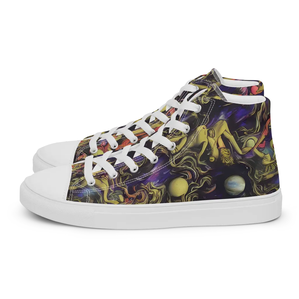 Galactic Playground on Women's High Top Canvas Shoes — Left