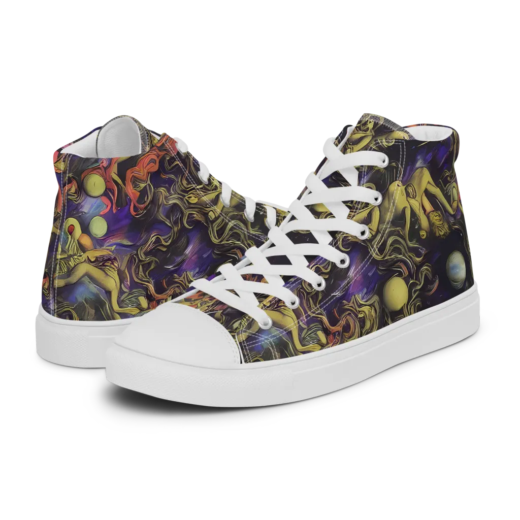 Galactic Playground on Women's High Top Canvas Shoes — Left