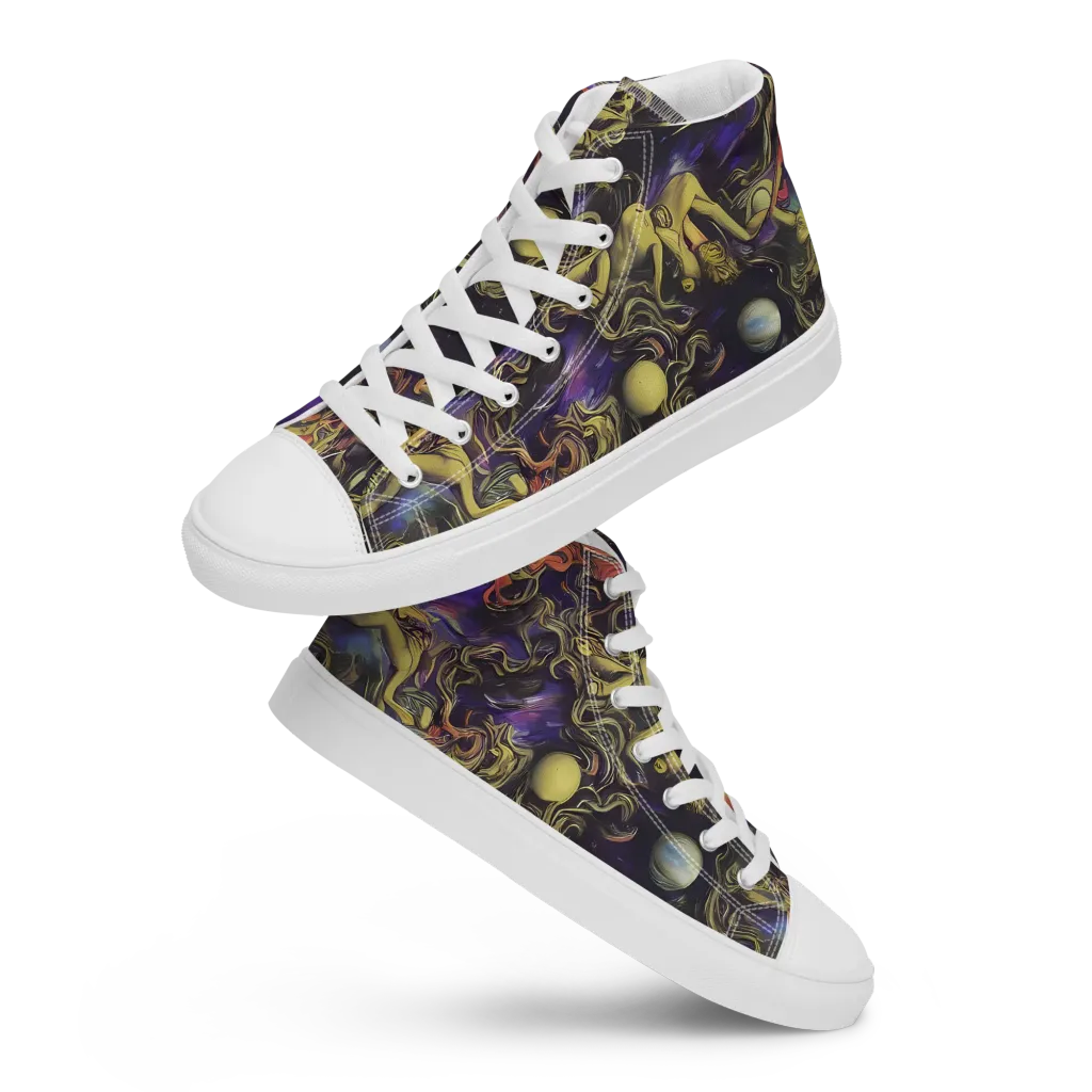 Galactic Playground on Women's High Top Canvas Shoes — Front
