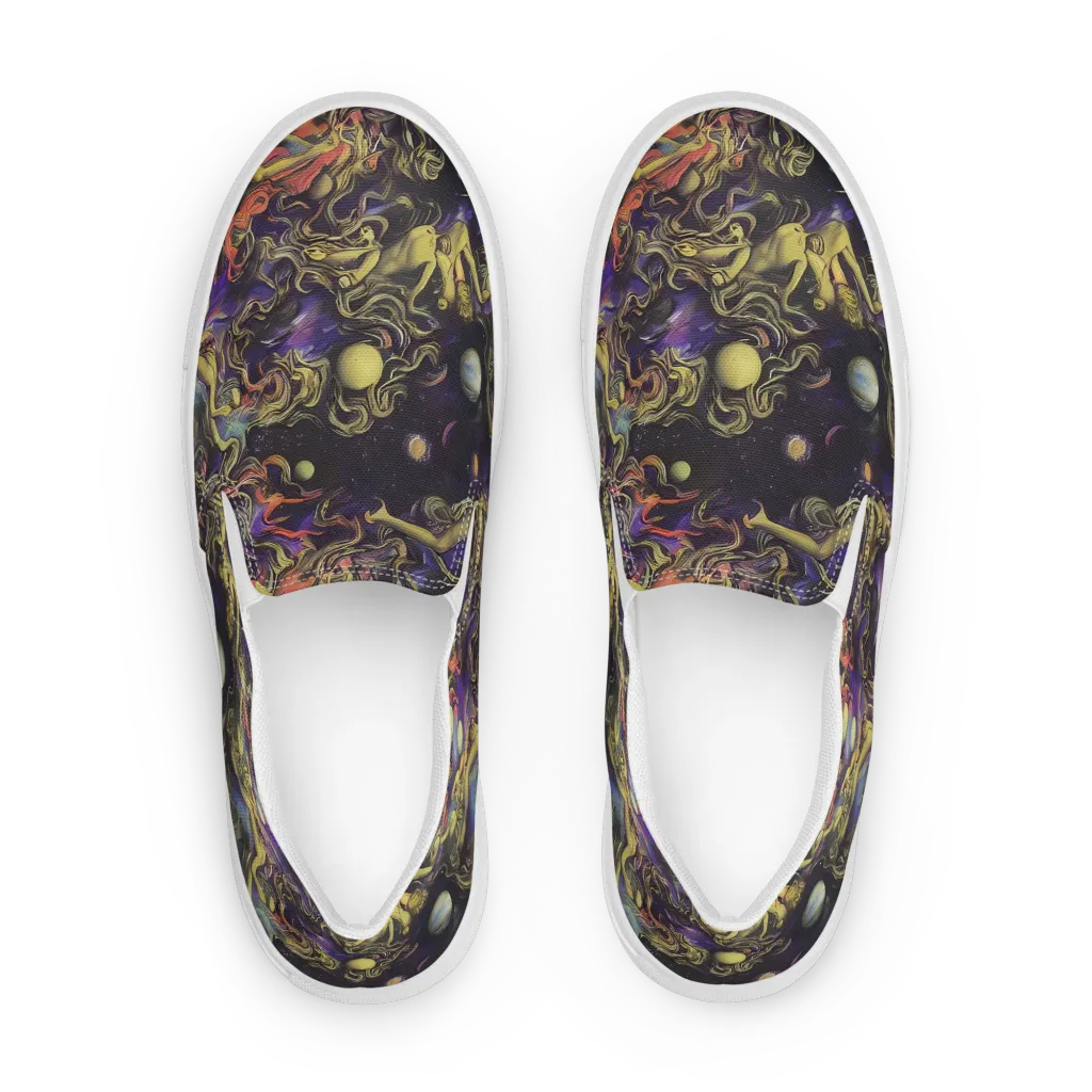 Galactic Playground on Men's Slip-On Canvas Shoes — Front
