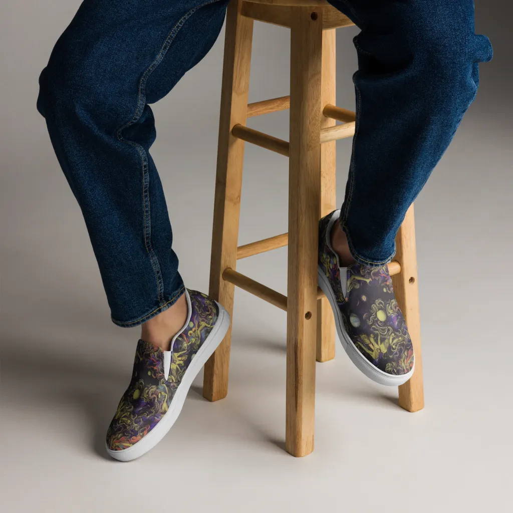 Galactic Playground on Men's Slip-On Canvas Shoes — Front