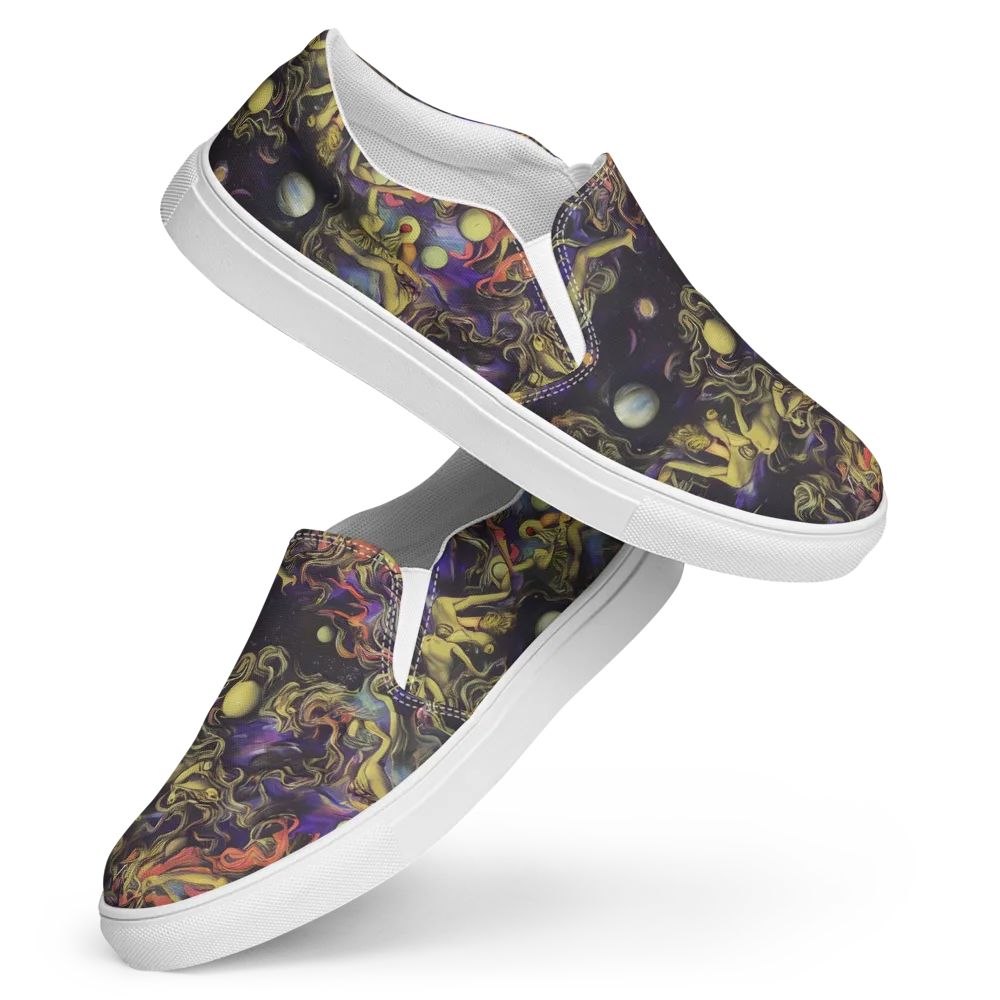 Galactic Playground on Women's Slip-On Canvas Shoes — Front