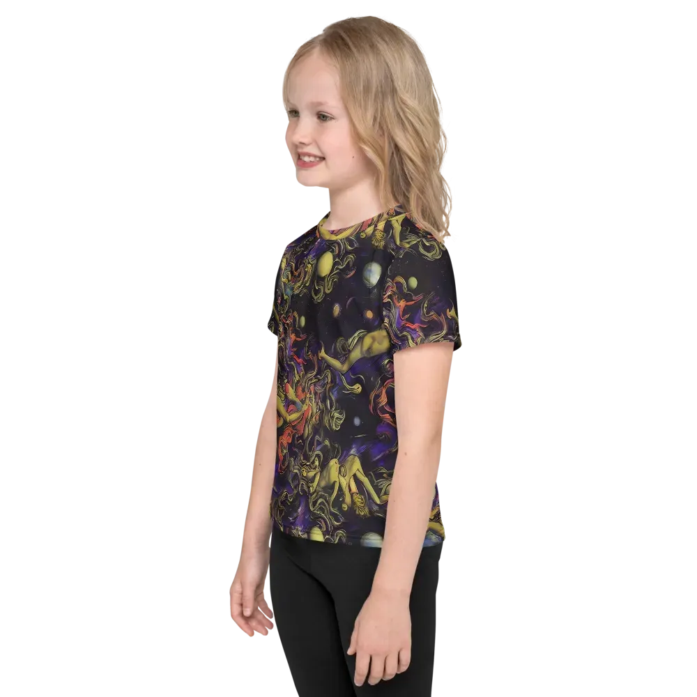 Galactic Playground on Kids Crew Neck T-Shirt — Left