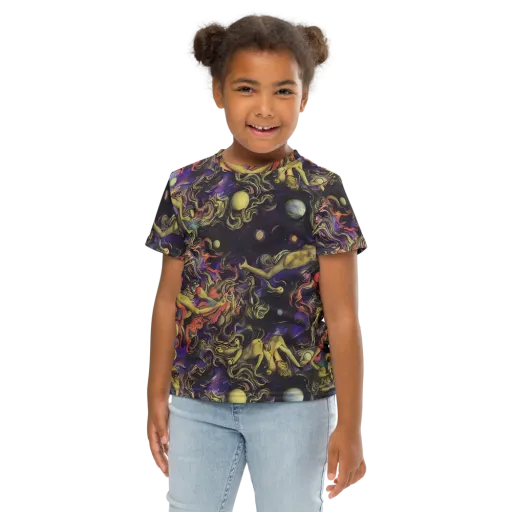 Galactic Playground on a Kids Crew Neck T-Shirt
