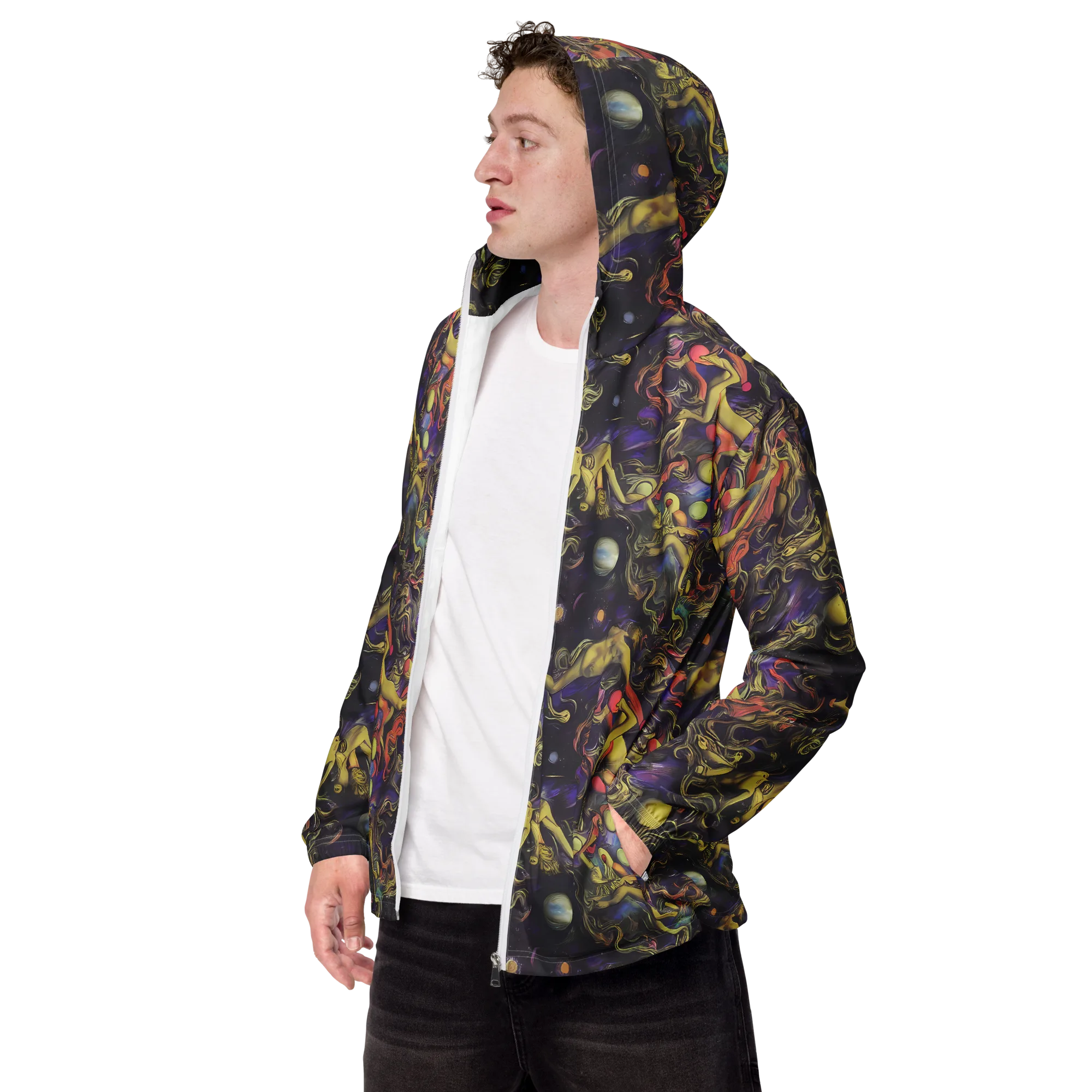Galactic Playground on Men's Windbreaker — Left Front