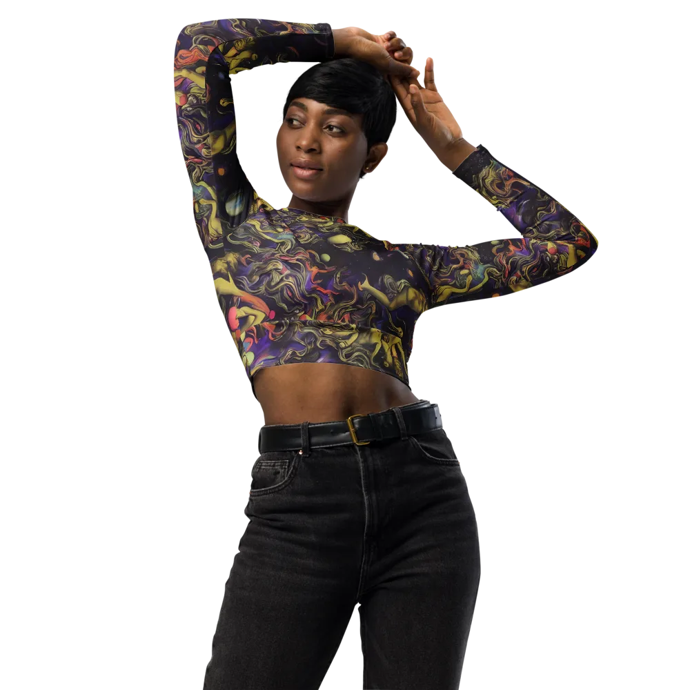 Galactic Playground on Long Sleeve Crop Top — Front