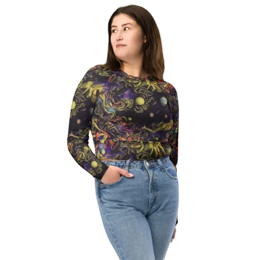 Galactic Playground on a Long Sleeve Crop Top