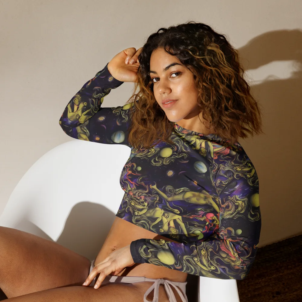 Galactic Playground on Long Sleeve Crop Top — Left Front