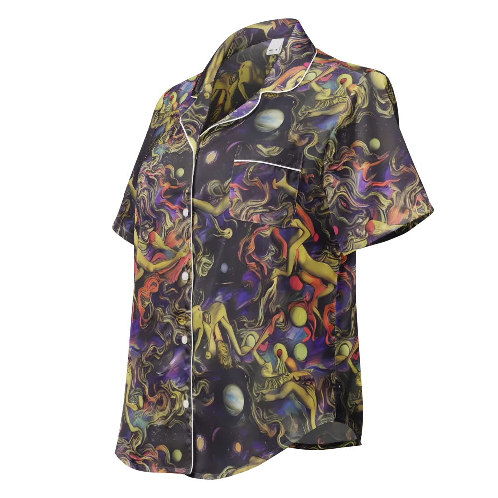 Galactic Playground on Women's Short Sleeve Pajama Top — Left Front