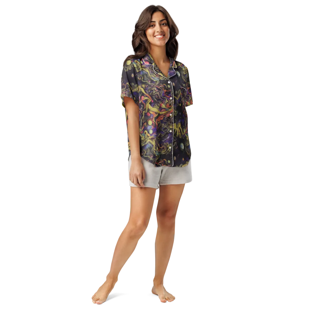 Galactic Playground on Women's Short Sleeve Pajama Top — Front