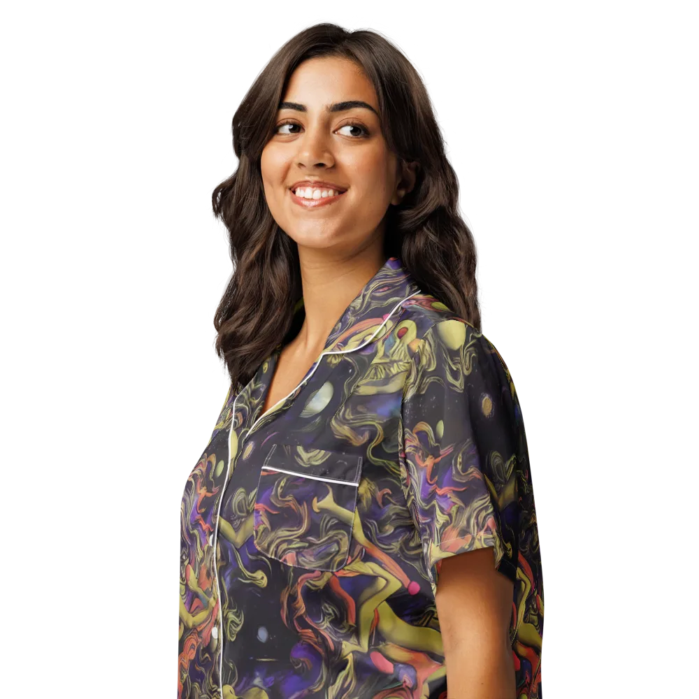 Galactic Playground on Women's Short Sleeve Pajama Top — Left Front