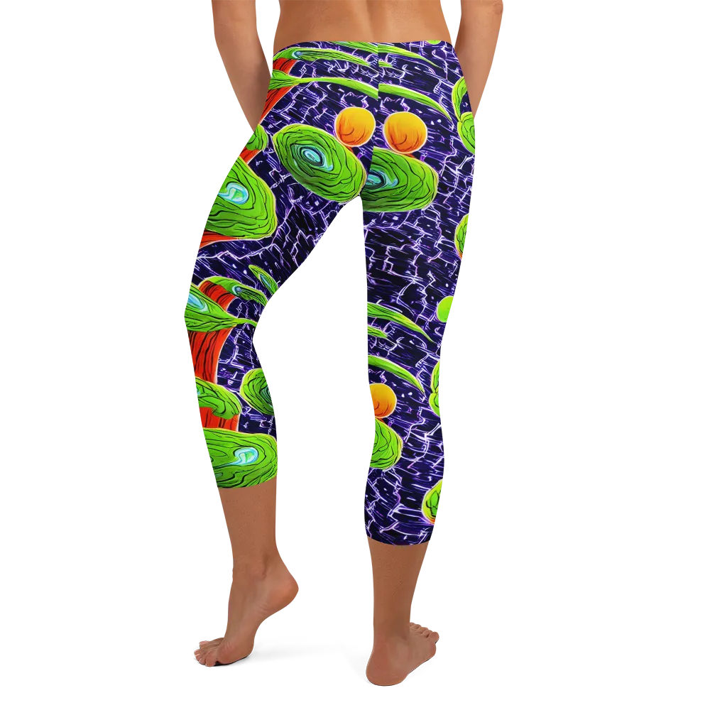 Psychedelic Grove on Capri Leggings — Back