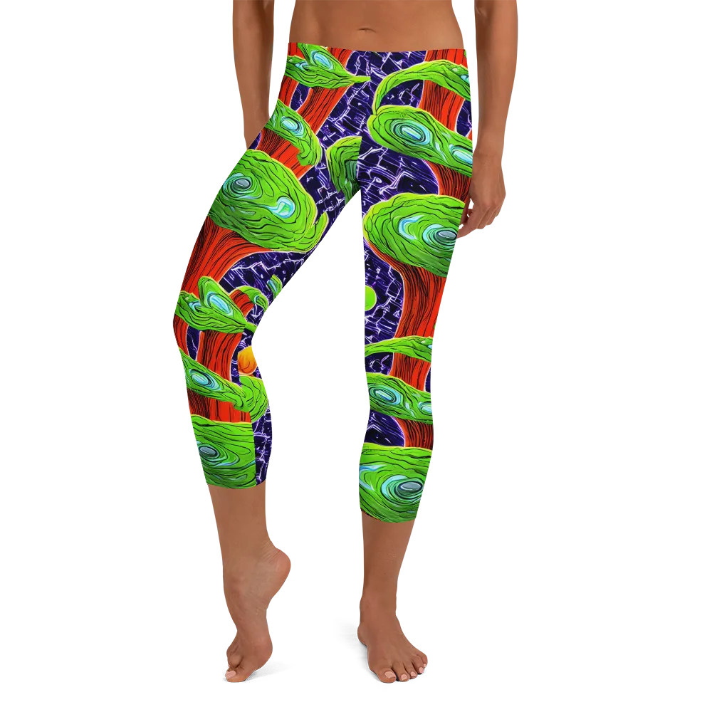 Psychedelic Grove on Capri Leggings — Front