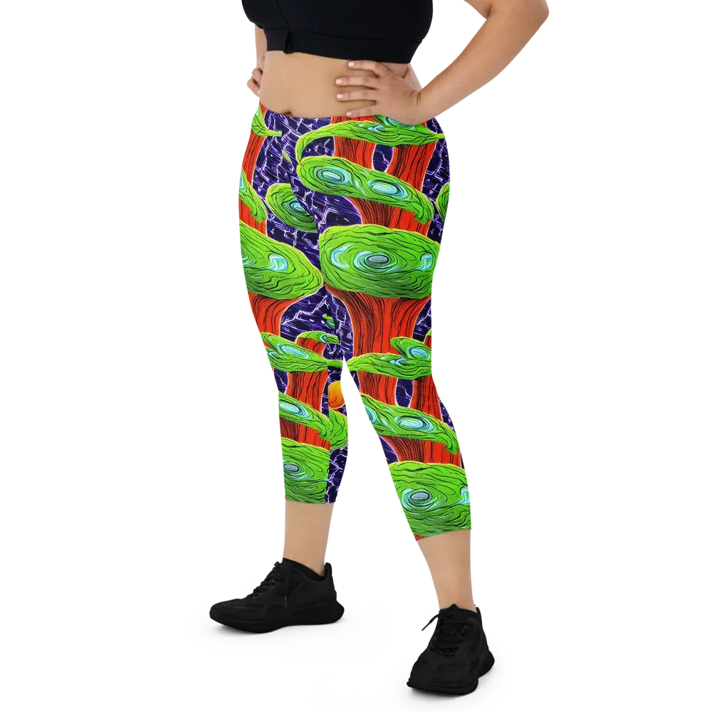 Psychedelic Grove on Capri Leggings — Front