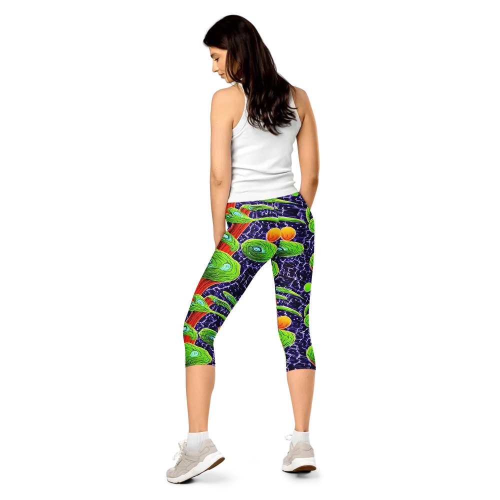Psychedelic Grove on Capri Leggings — Back