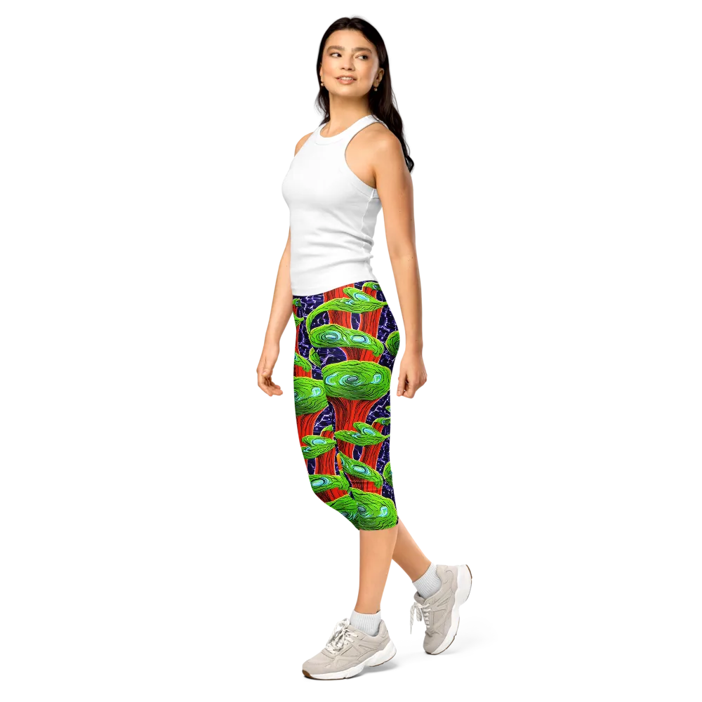 Psychedelic Grove on Capri Leggings — Left Front