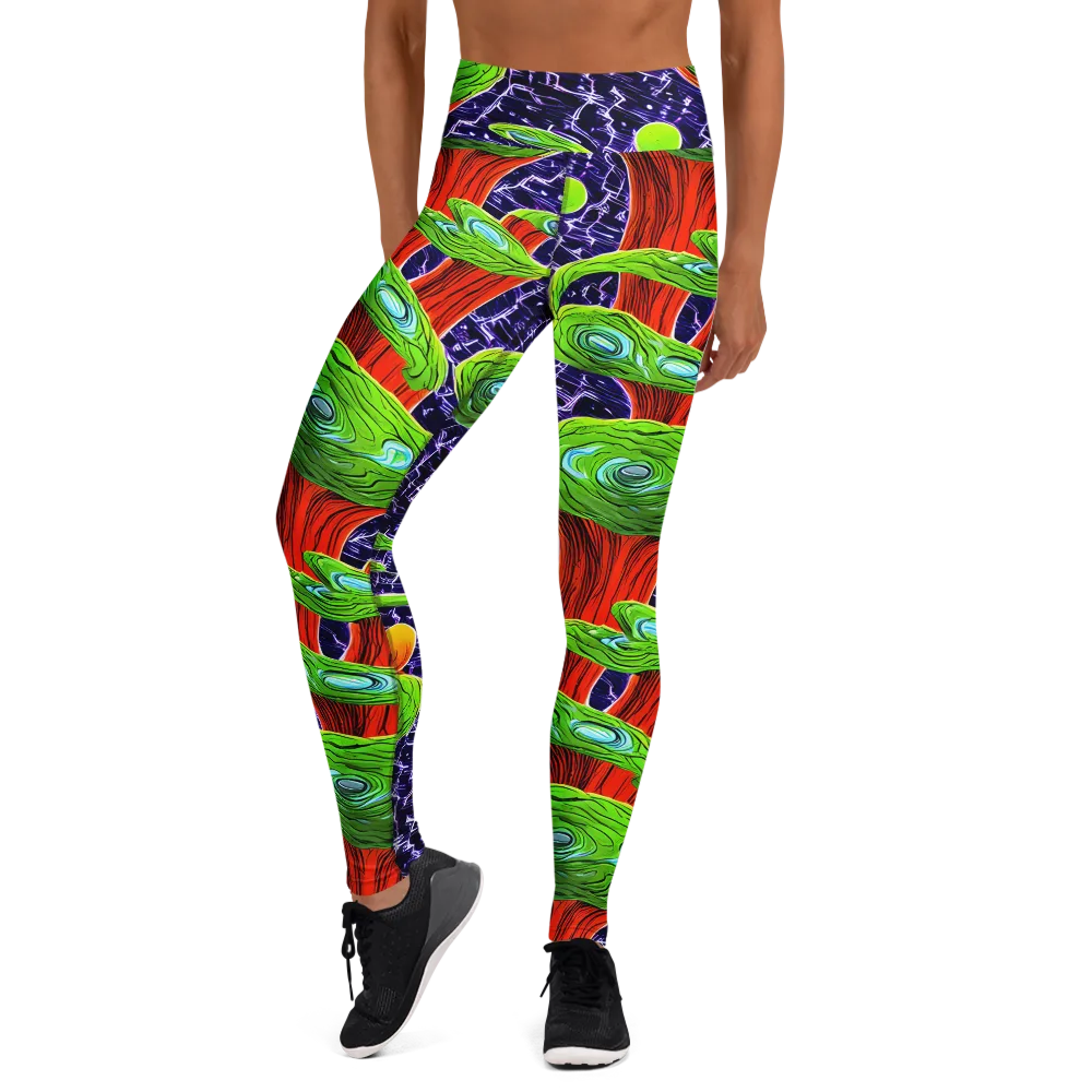 Psychedelic Grove on Yoga Leggings — Front