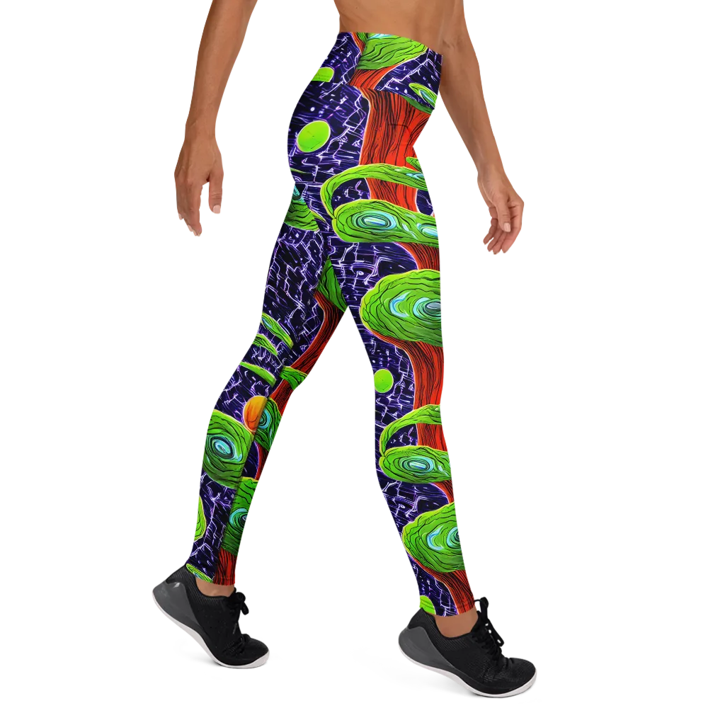 Psychedelic Grove on Yoga Leggings — Right