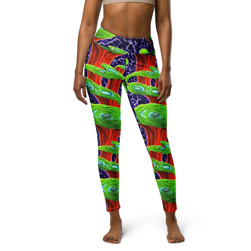 Psychedelic Grove on Yoga Leggings — Front