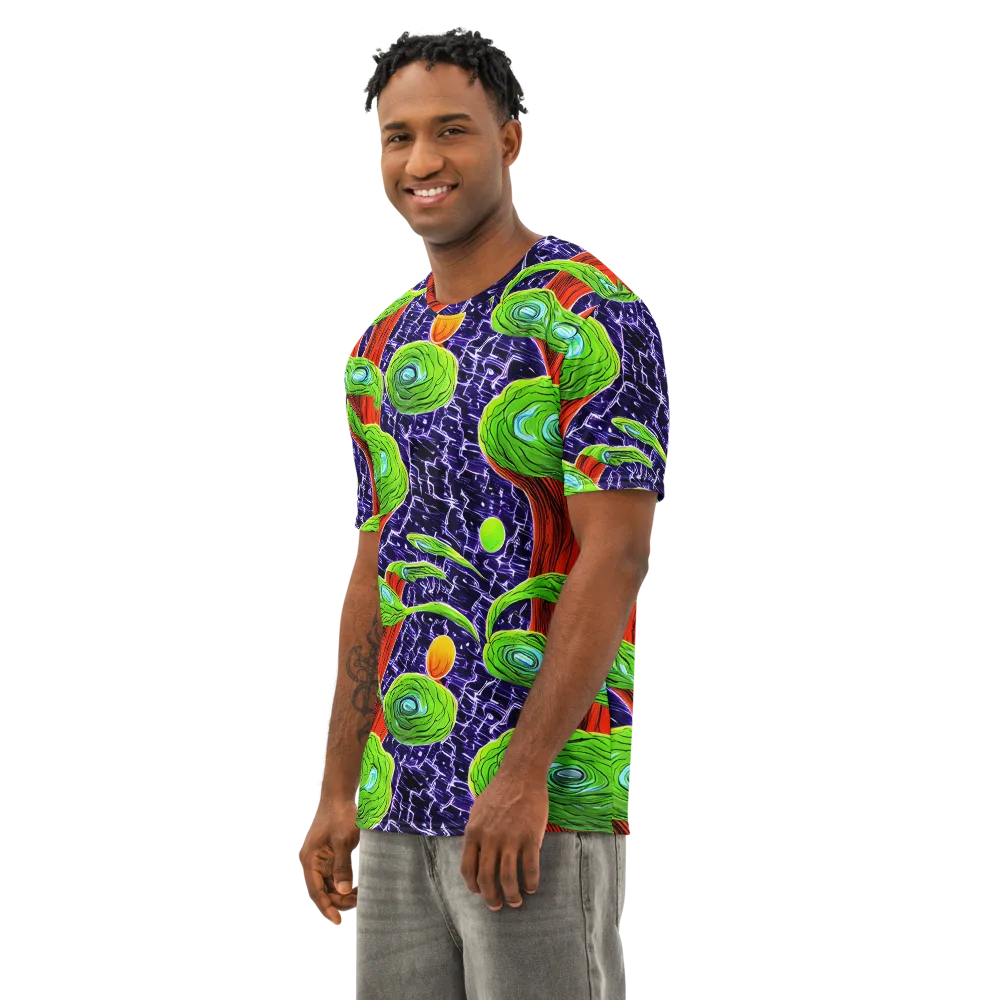 Psychedelic Grove on Men's Cotton Crew Neck T-Shirt — Left Front