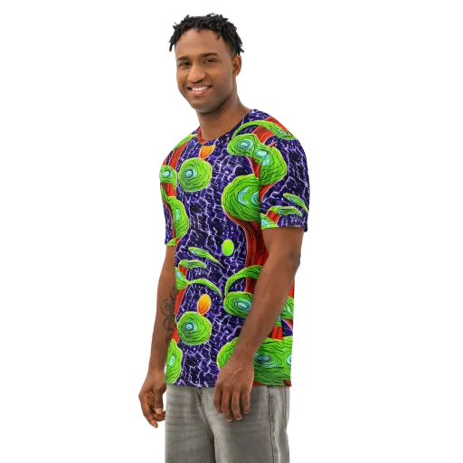 Psychedelic Grove on a Men's Cotton Crew Neck T-Shirt