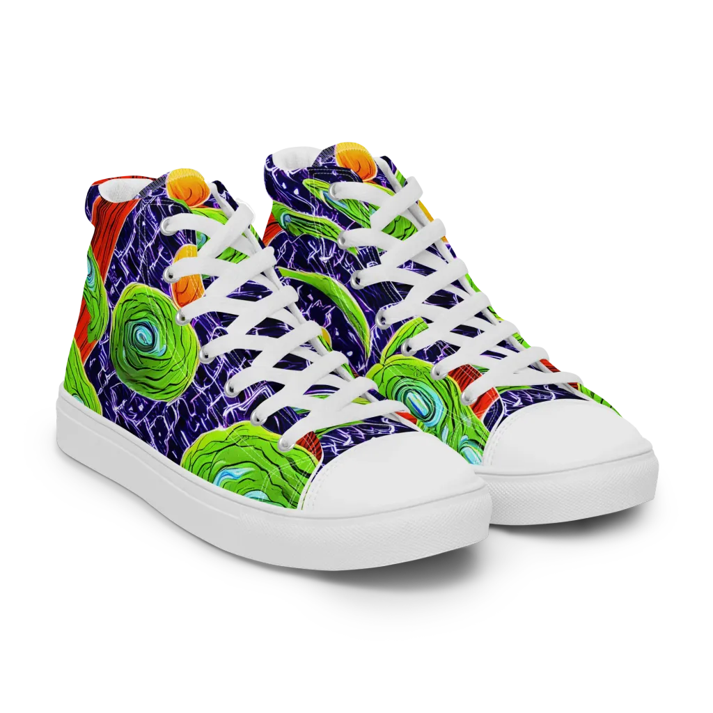 Psychedelic Grove on Men's High Top Canvas Shoes — Right Front