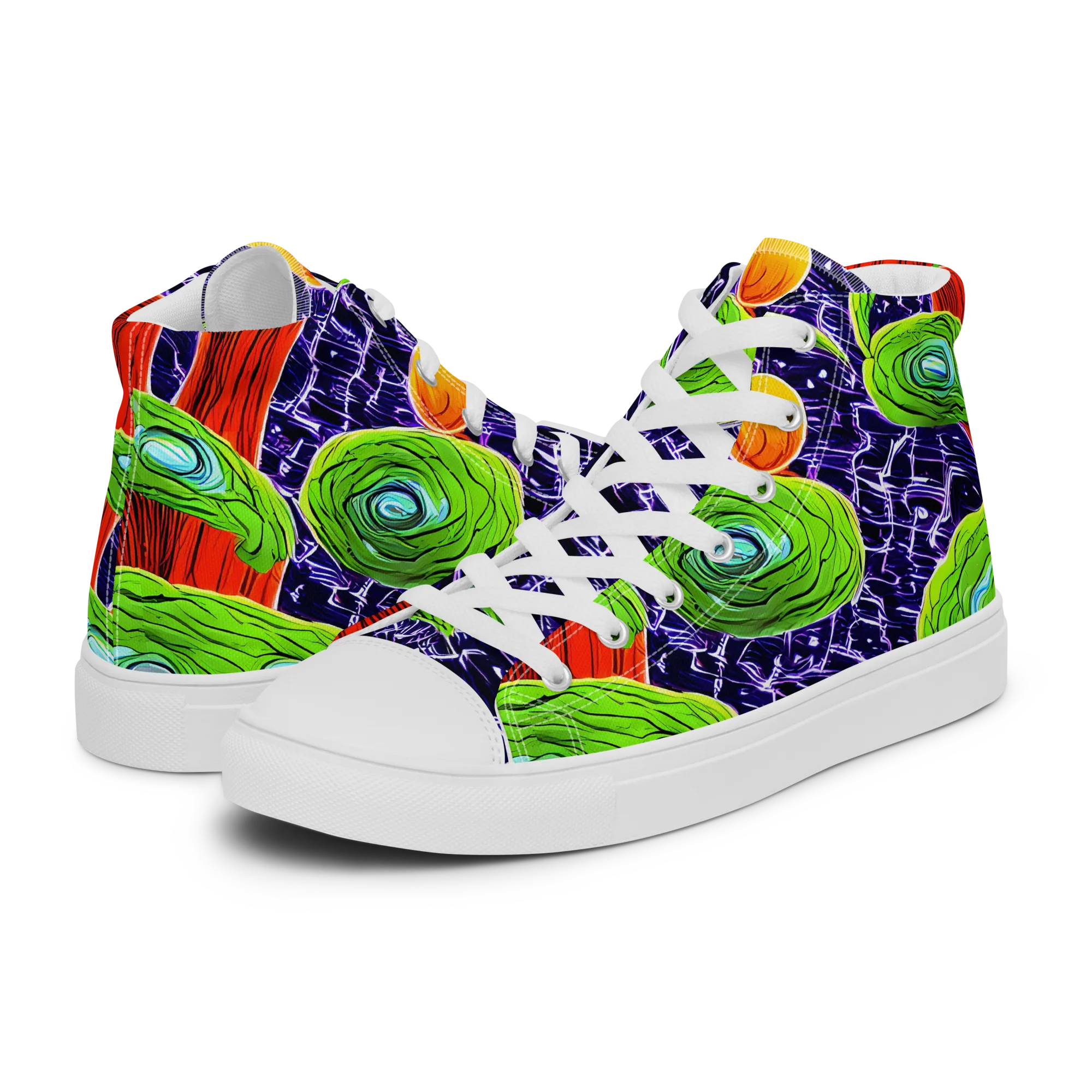 Psychedelic Grove on Men's High Top Canvas Shoes — Left