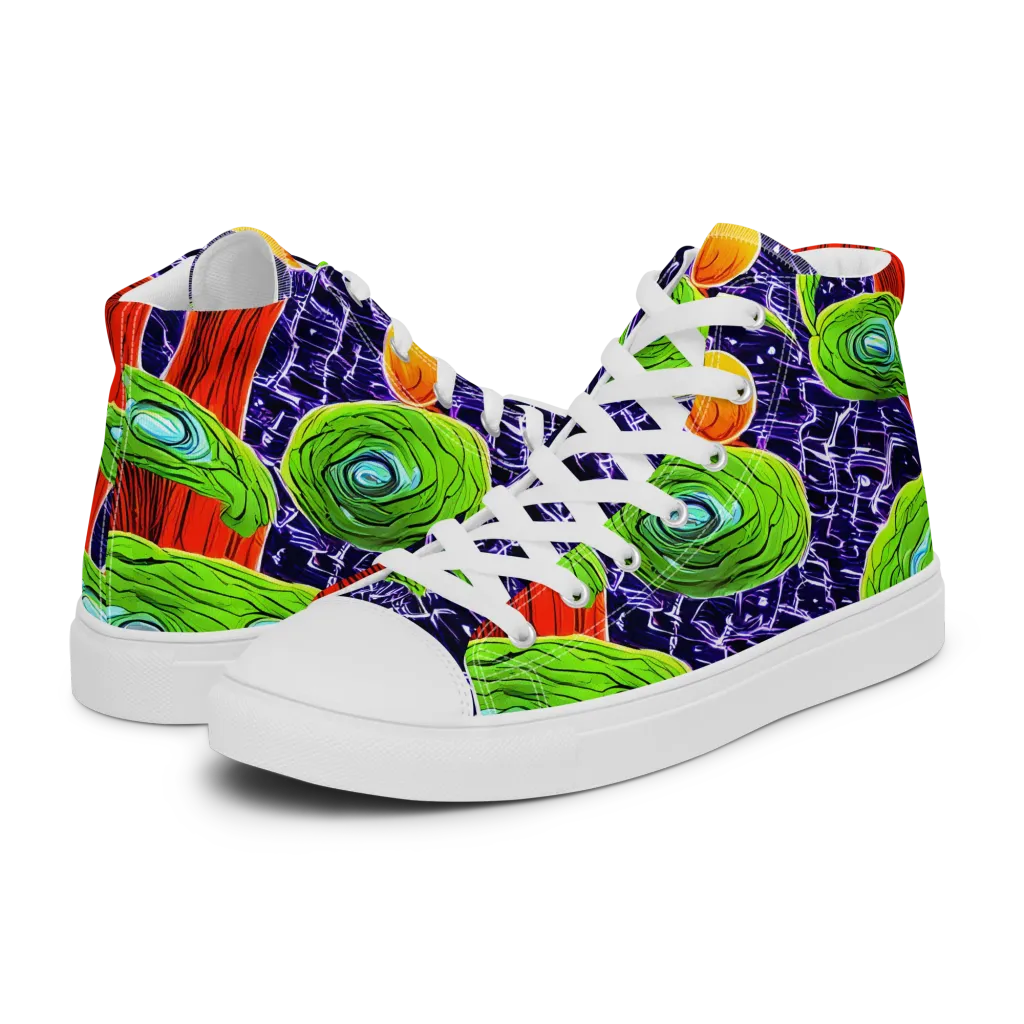Psychedelic Grove on Men's High Top Canvas Shoes — Left