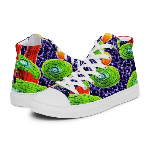 Psychedelic Grove on a Men's High Top Canvas Shoes
