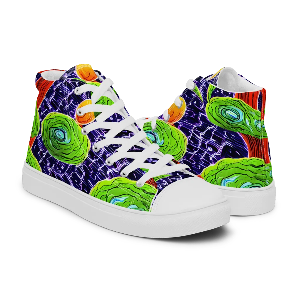Psychedelic Grove on Men's High Top Canvas Shoes — Right
