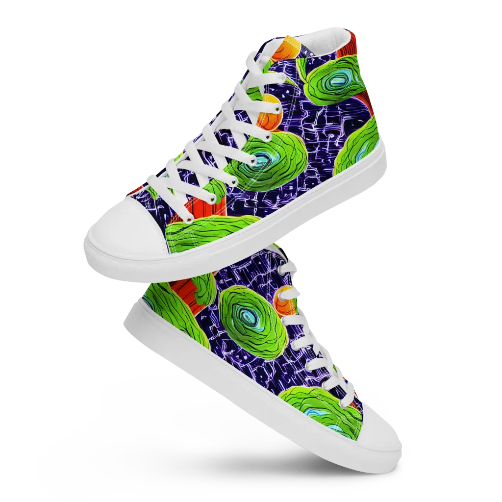 Psychedelic Grove on Men's High Top Canvas Shoes — Front