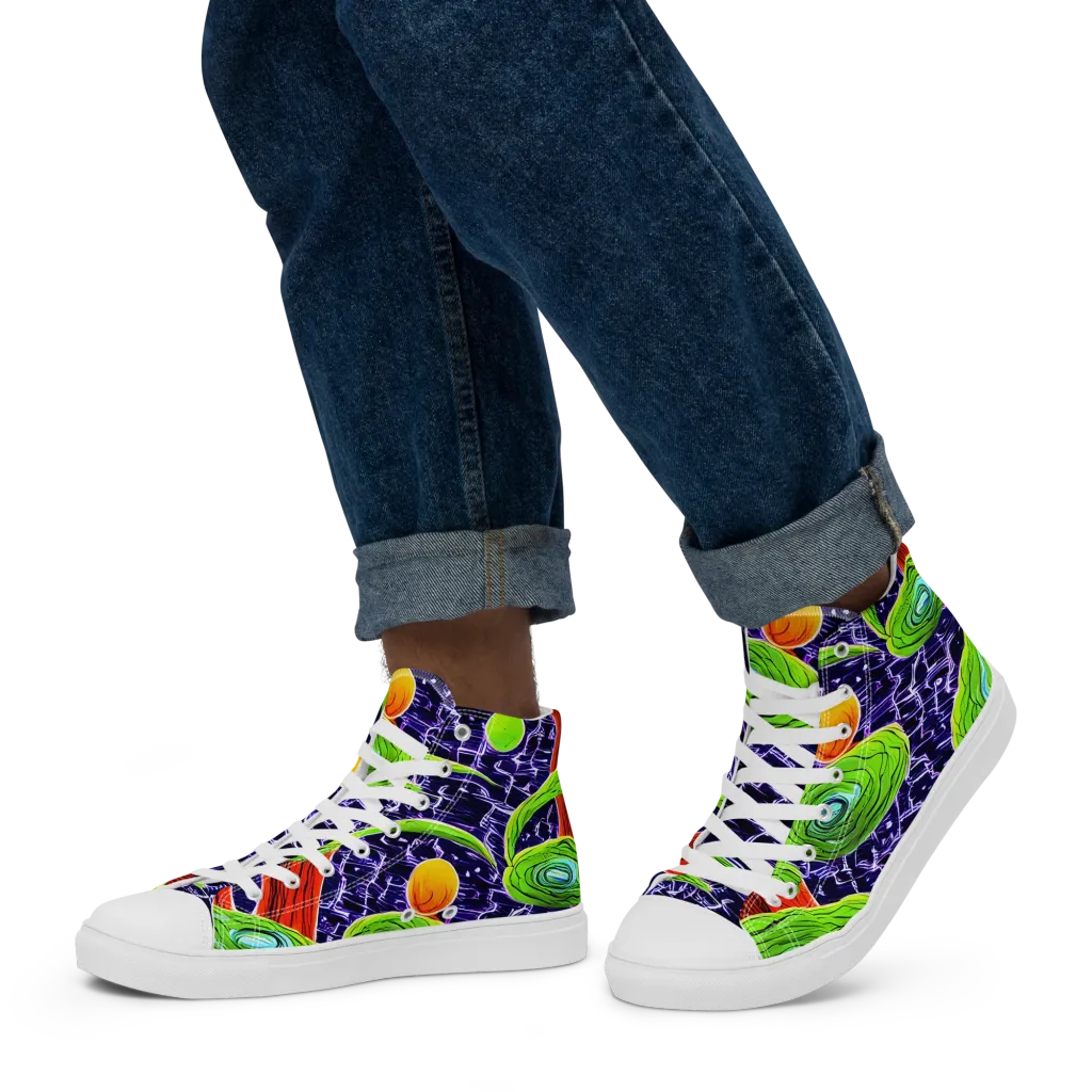 Psychedelic Grove on Men's High Top Canvas Shoes — Left