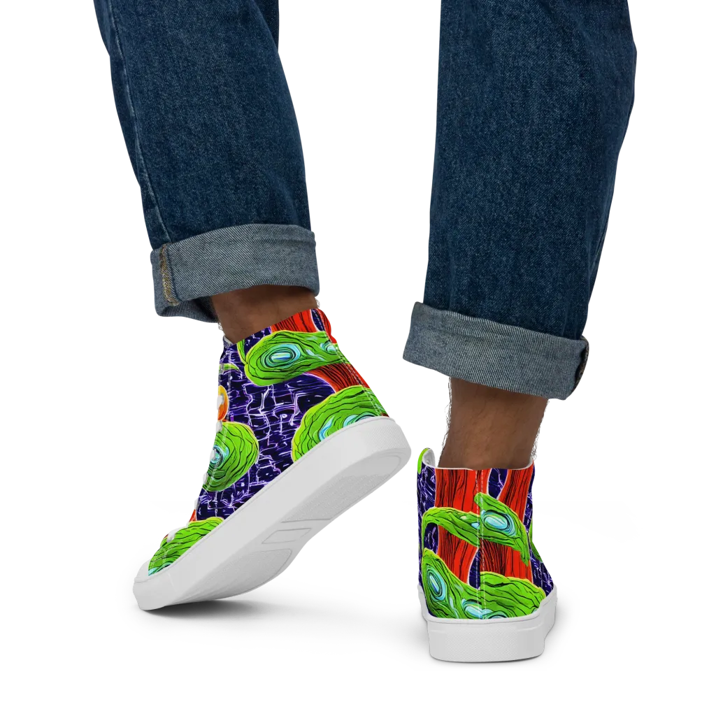 Psychedelic Grove on Men's High Top Canvas Shoes — Back